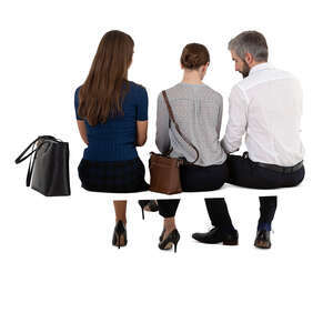three cut out people sitting seen from back angle