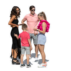 cut out family standing and talking