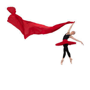 cut out ballet dancer performing with a red scarf