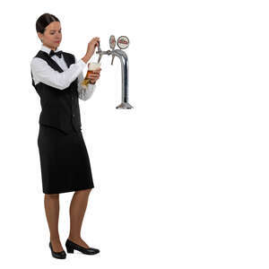 cut out female bartender serving beer