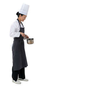 cut out asian chef cooking in the restaurant kitchen