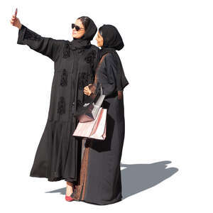 two muslim women taking a selfie