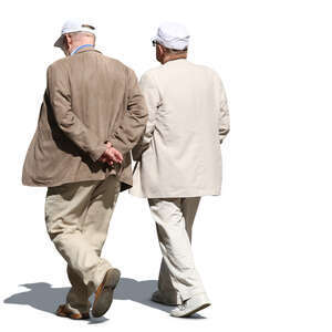 two older men walking side by side