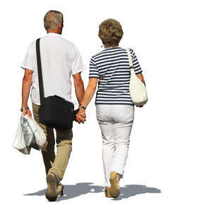 older couple walking hand in hand