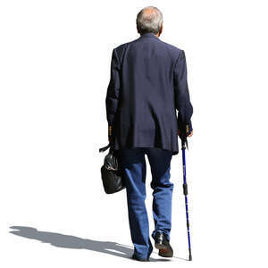 old man walking with a walking stick