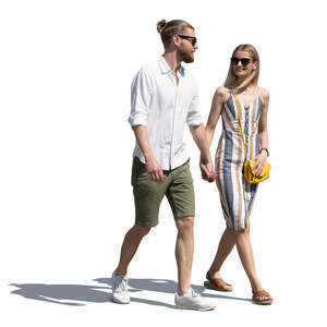 cut out couple walking hand in hand in summer