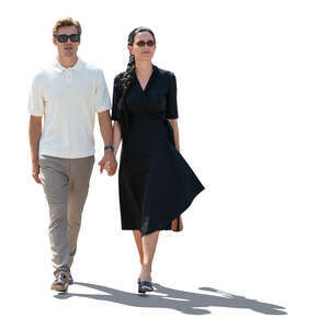 cut out backlit couple walking hand in hand