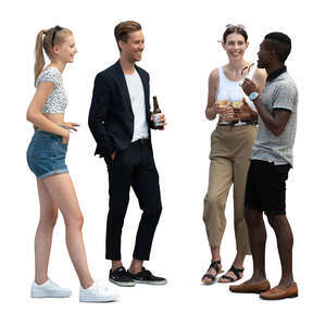 cut out group of friends having fun and talking and drinking