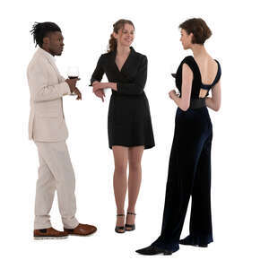 cut out group of young beautiful people talking at a fancy party