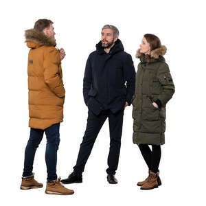 cut out group of people in winter standing and talking