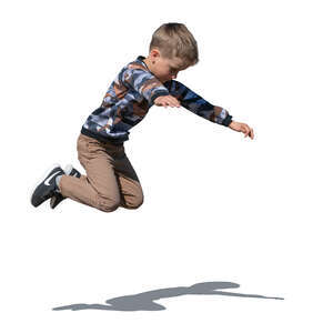 cut out boy jumping outside