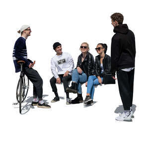 cut out group of teenagers hanging outside