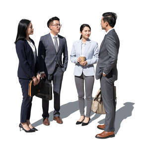 cut out group of asian businesspeople standing and talking