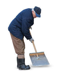 cut out old man shovelling snow
