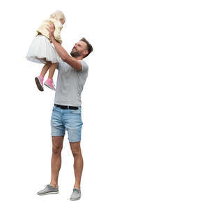 cut out father lifting his daughter up in the air