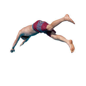 cut out man jumping into pool