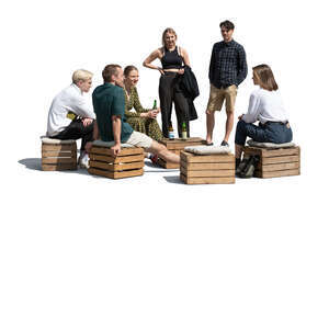 cut out group of young people hanging in a hipster cafe