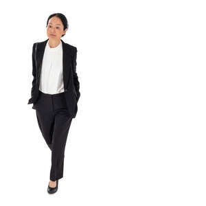 cut out asian businesswoman walking seen from above