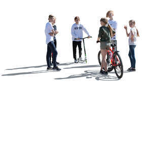 cut out backlit group of children standing
