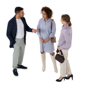 cut out group of three standing seen from above