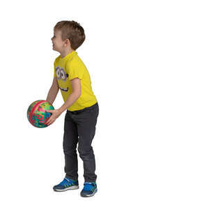 cut out little boy playing with a ball