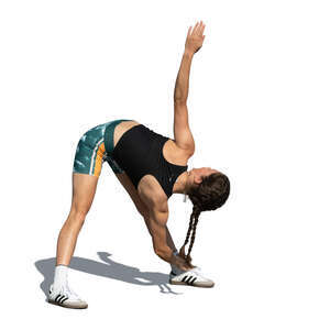 cut out woman doing stretching exercises outdoors