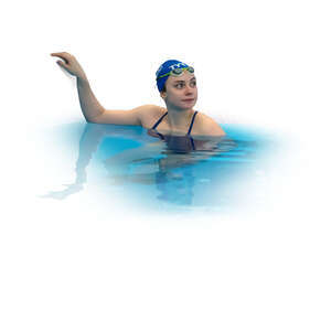 cut out woman swimming in the pool taking a break