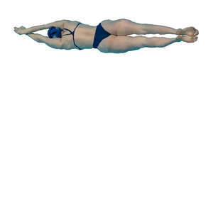 cut out top view of a woman swimming underwater
