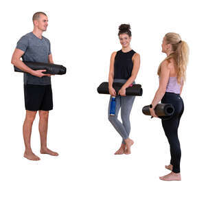 cut out group of people talking after a yoga class