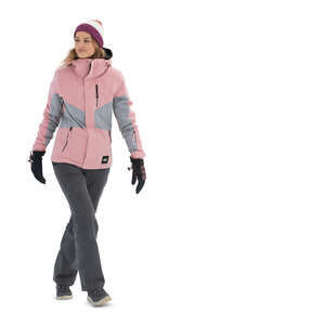 cut out woman in winter walking