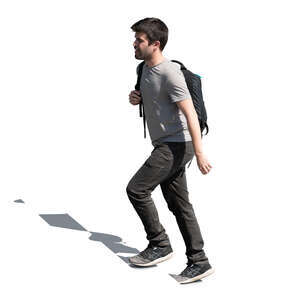 cut out man walking up the stairs seen from above