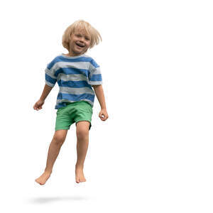 cut out little boy jumping happily
