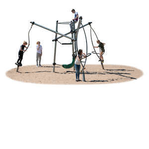cut out group of children playing on a playground