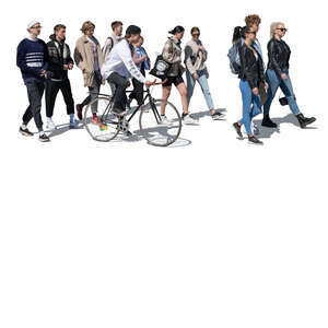 cut out group of teenagers walking