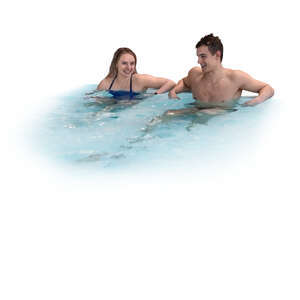 cut out man and woman relaxing in a pool