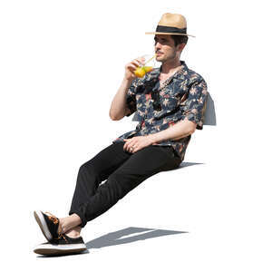 cut out man relaxing and drinking juice