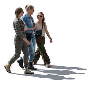 cut out backlit group of three women walking