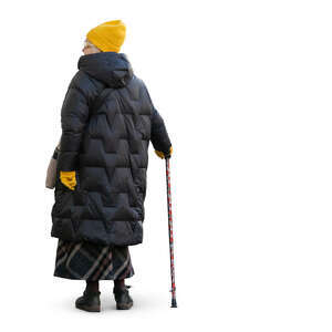 cut out old woman with a walking stick standing