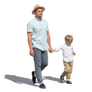 cut out father and son walking hand in hand