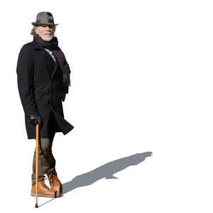 cut out elderly gentleman with a walking stick standing