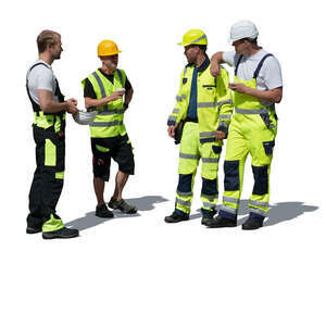 cut out group of workmen on a coffee break