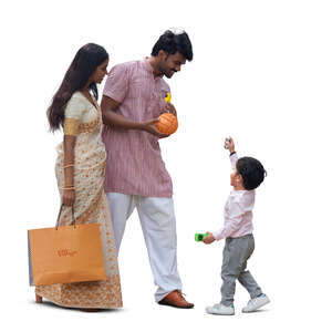 cut out indian family playing