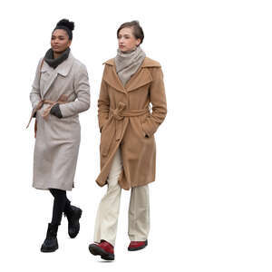 two cut out women in autumn walking