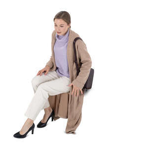 cut out woman sitting seen from above