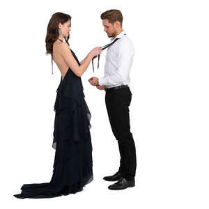 cut out man and woman dressing up to go the party