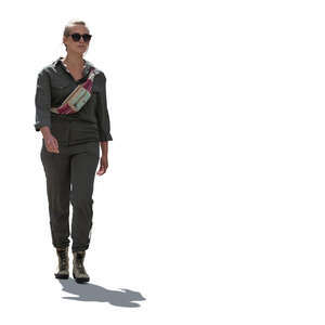 cut out backlit woman walking
