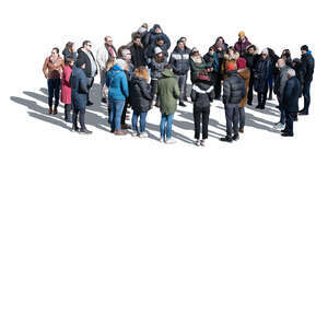 cut out large group of people standing seen from above