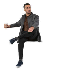 cut out man sitting and drinking coffee