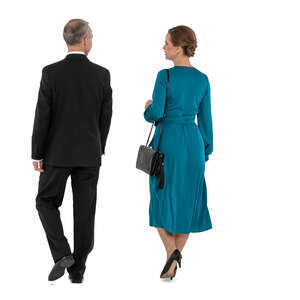 cut out man and woman in formal party clothes walking