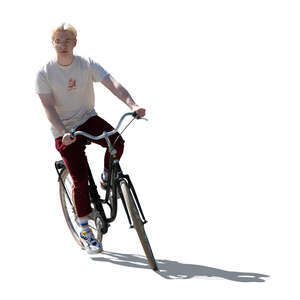 cut out backlit man riding a bike